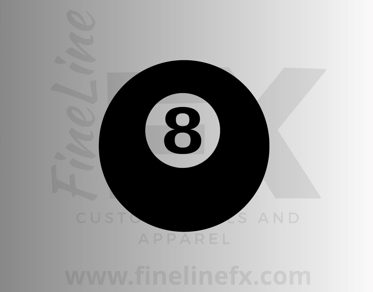 8 Ball Decal - 2 Pack Billiard Pool Ball Sticker - Choose Color Size