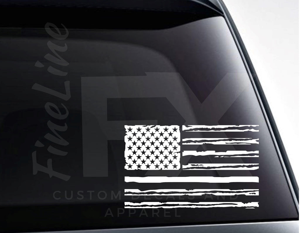 Distressed American Flag Vinyl Decal Sticker - FineLineFX