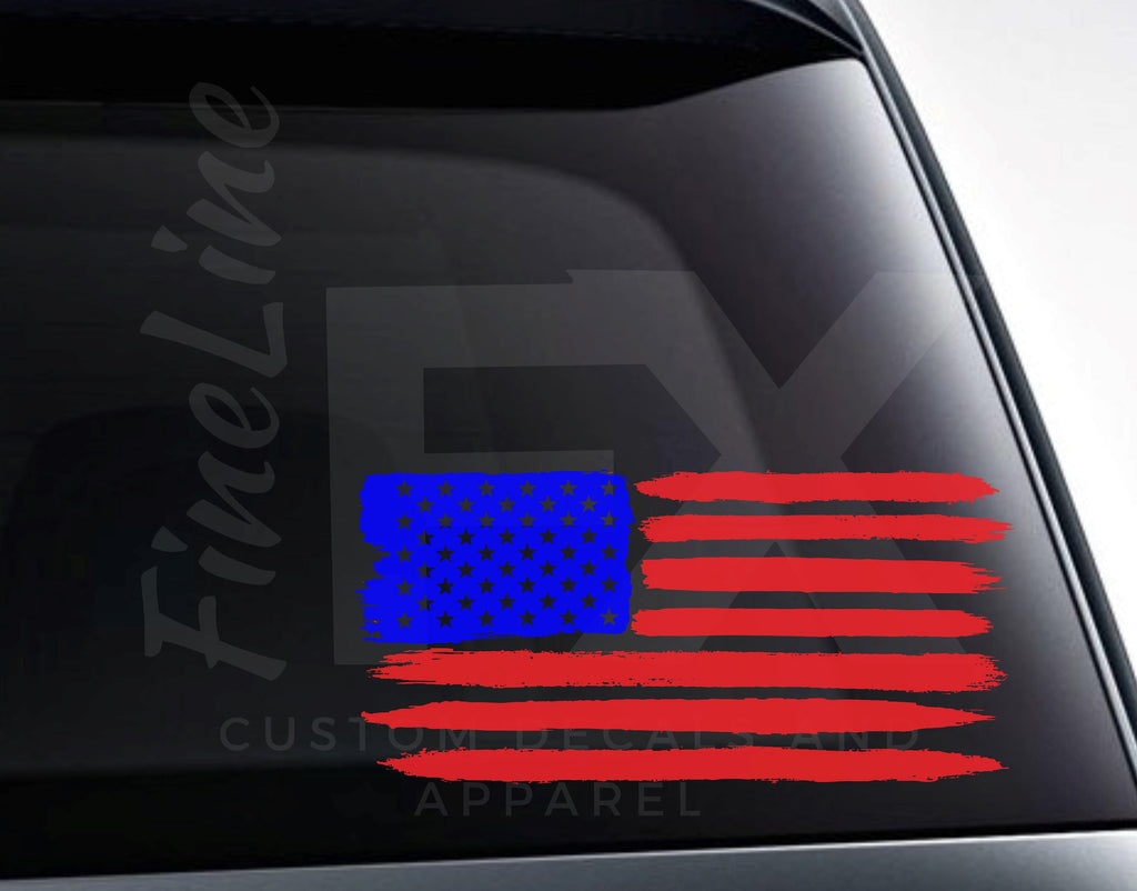 USA Brushed American Flag Vinyl Decal Sticker - FineLineFX
