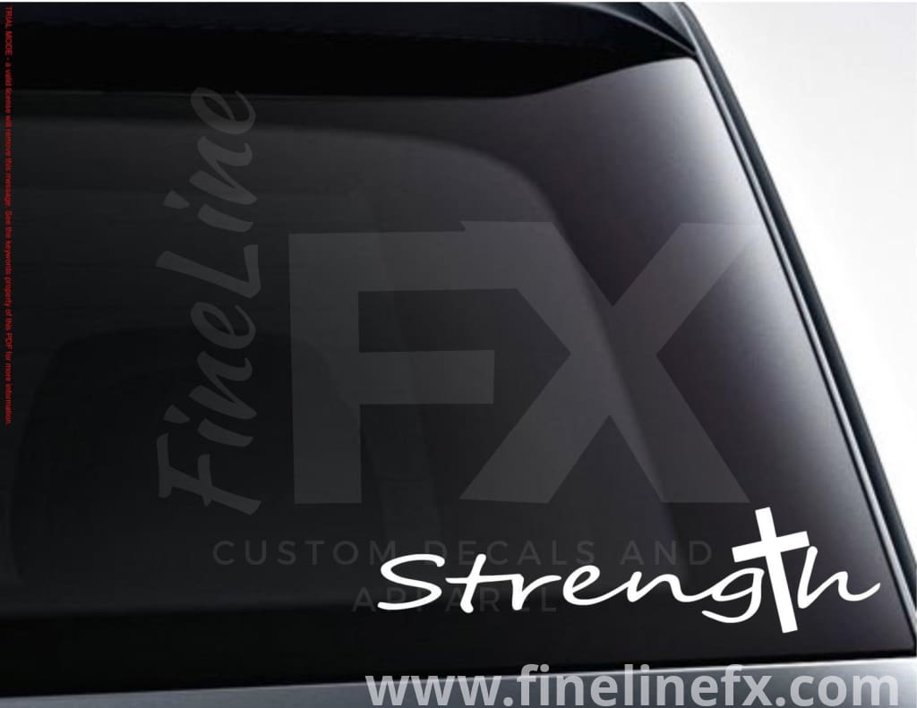 Christian Strength Cross Vinyl Decal Sticker - FineLineFX