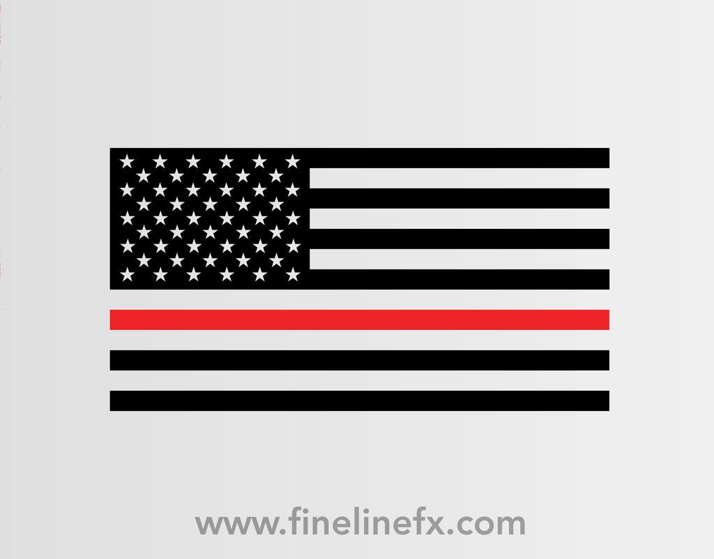 USA American Flag with Red Line for Fireman Support Vinyl Decal Sticker - FineLineFX