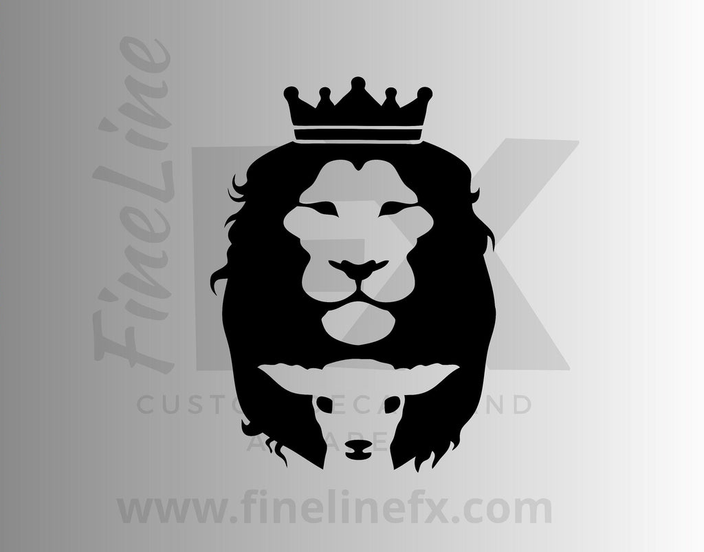 Lion And Lamb Christian Vinyl Decal Sticker - FineLineFX