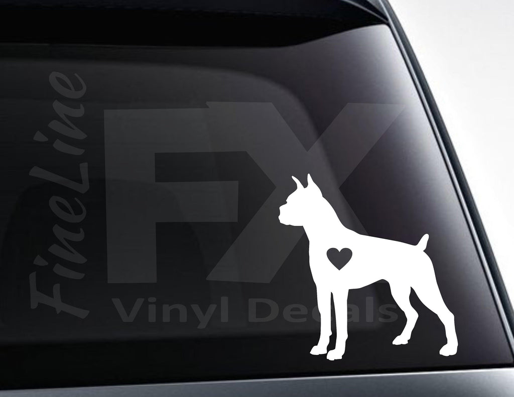 Boxer Dog With Heart Vinyl Decal Sticker / Love Boxer Dog Decal For Cars, Laptops, Tumblers And More