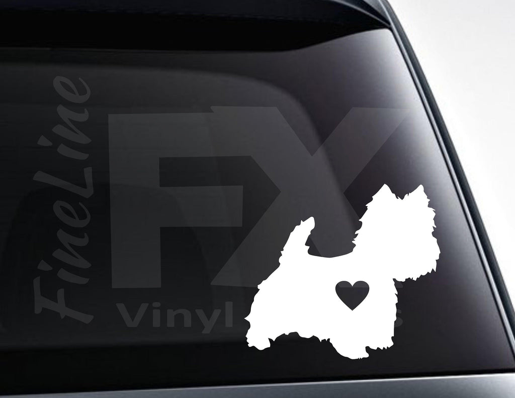 Westie Dog Silhouette With Heart Vinyl Decal Sticker 