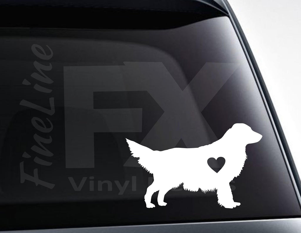 Golden Retriever Dog With A Heart Vinyl Decal Sticker 