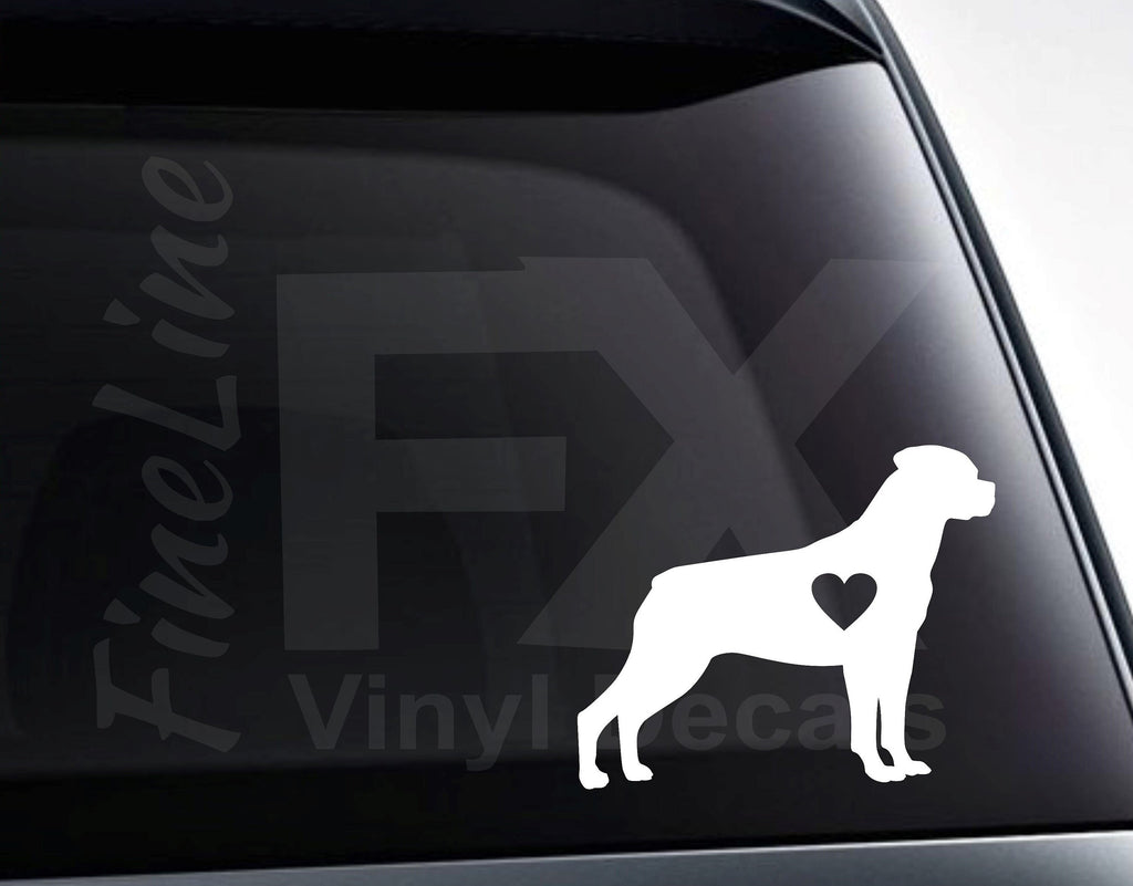 Rottweiler Dog With Heart Vinyl Decal Sticker 