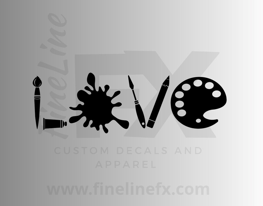 Love Art, Artist Paint Palette Vinyl Decal Sticker - FineLineFX