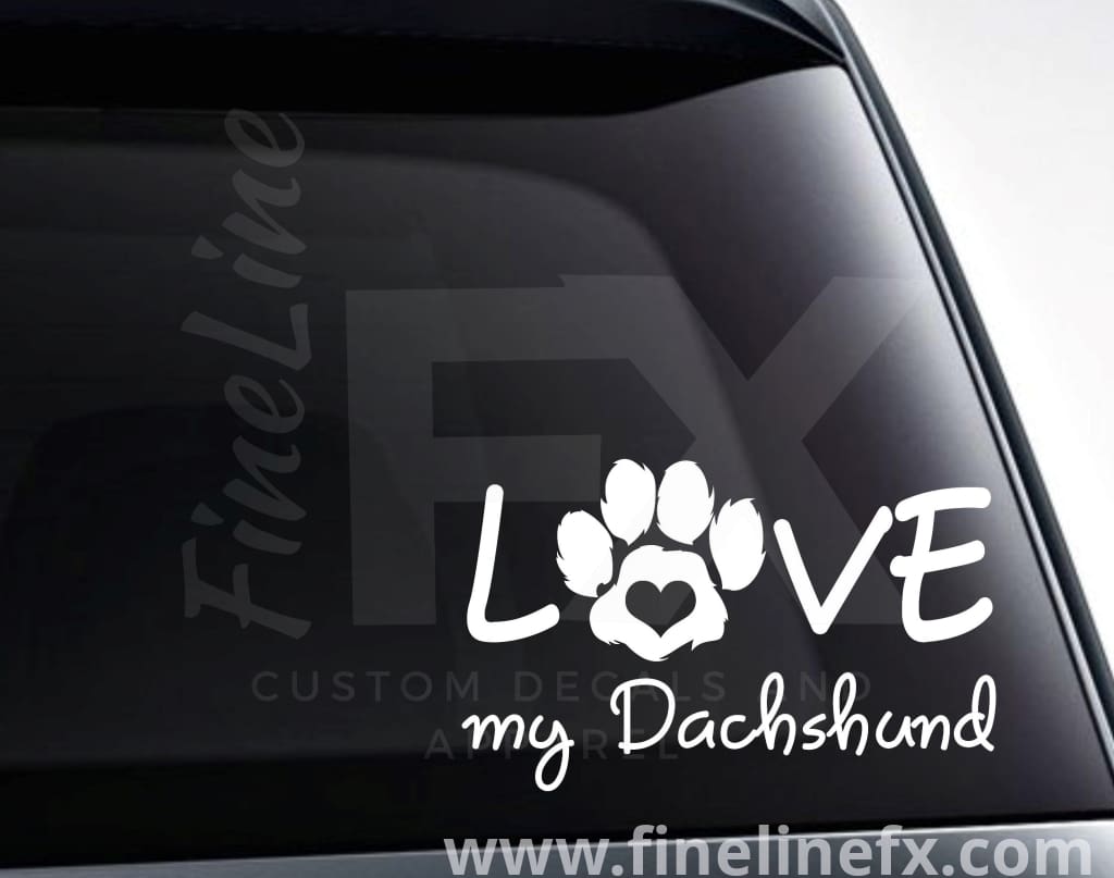 Love My Dachshund Vinyl Decal Sticker - FineLineFX