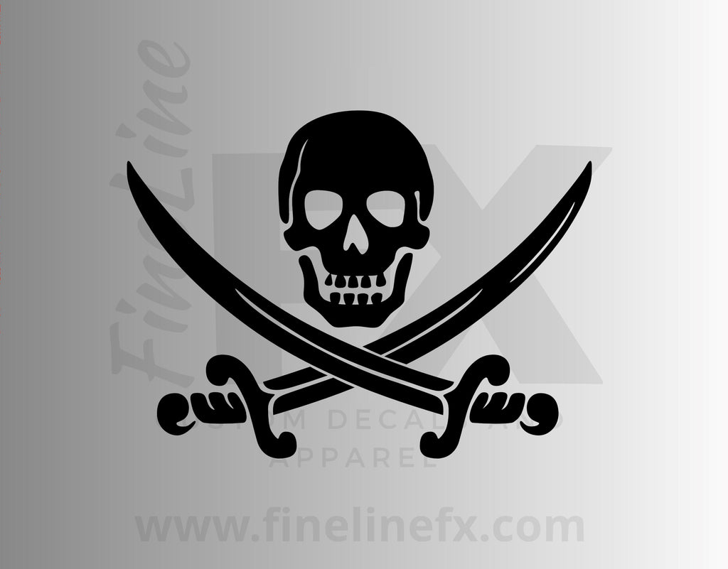 Pirate Skull With Crossed Swords Vinyl Decal Sticker - FineLineFX