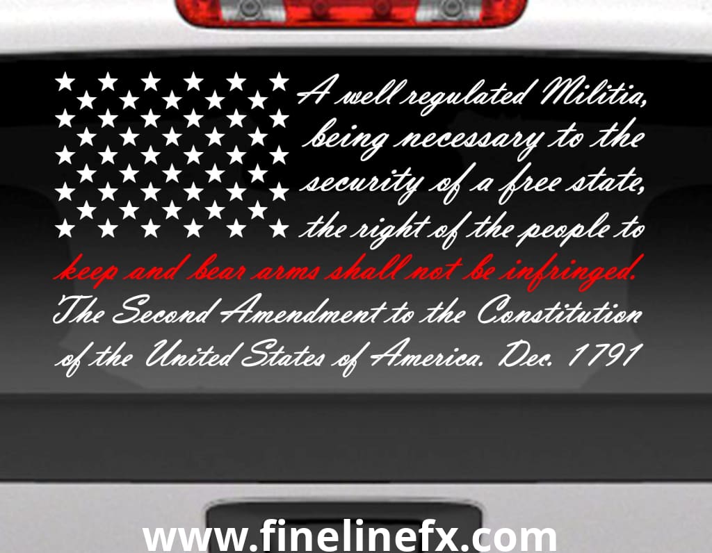 Second Amendment American Flag With Red Line for Fireman Support Vinyl Decal Sticker for Cars Trucks and More - FineLineFX