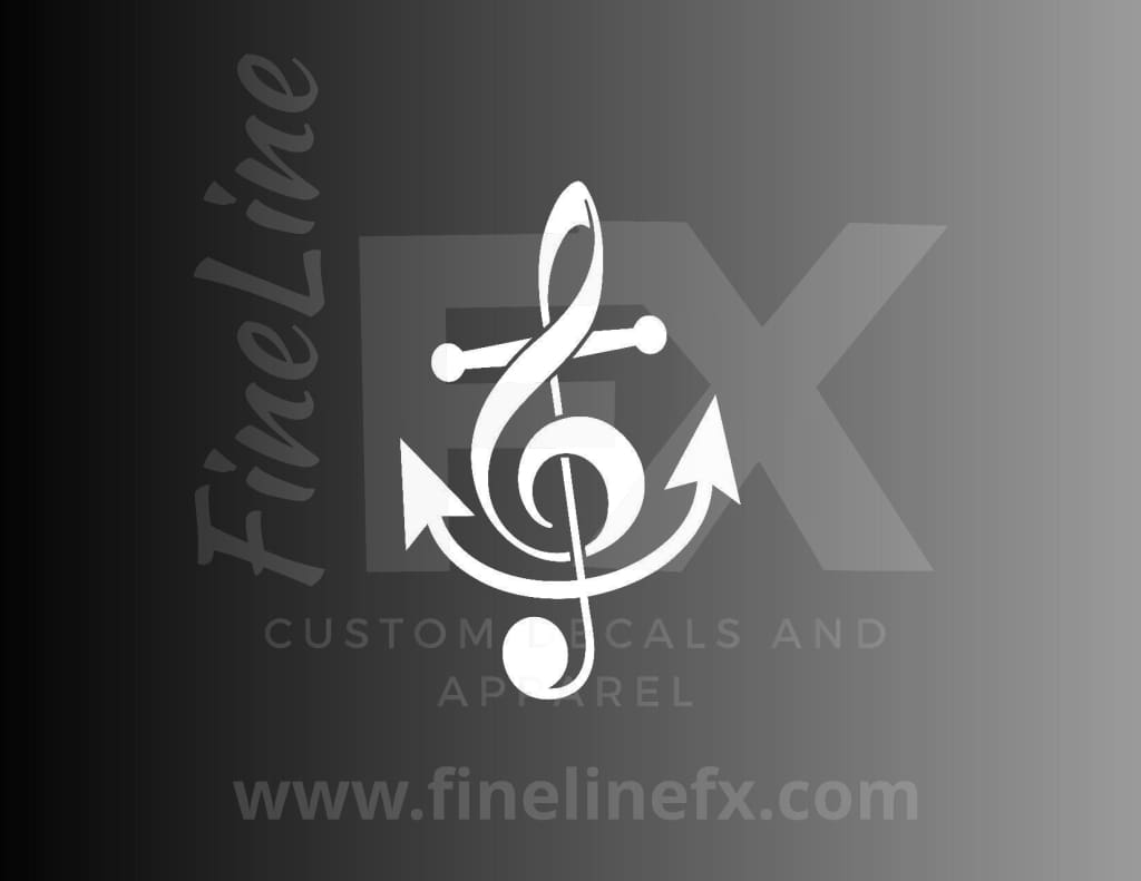 Treble Clef Anchor Vinyl Decal Sticker - FineLineFX