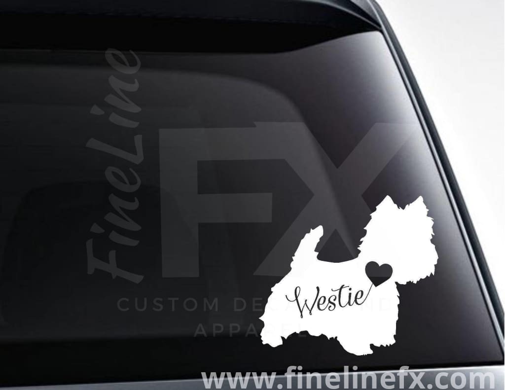 Westie Dog With Heart Vinyl Decal Sticker - FineLineFX