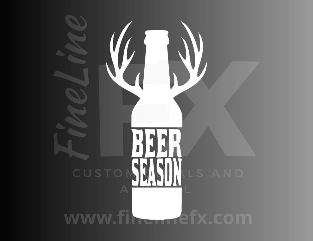 Beer Season Beer Bottle With Deer Antlers Vinyl Decal Sticker - FineLineFX