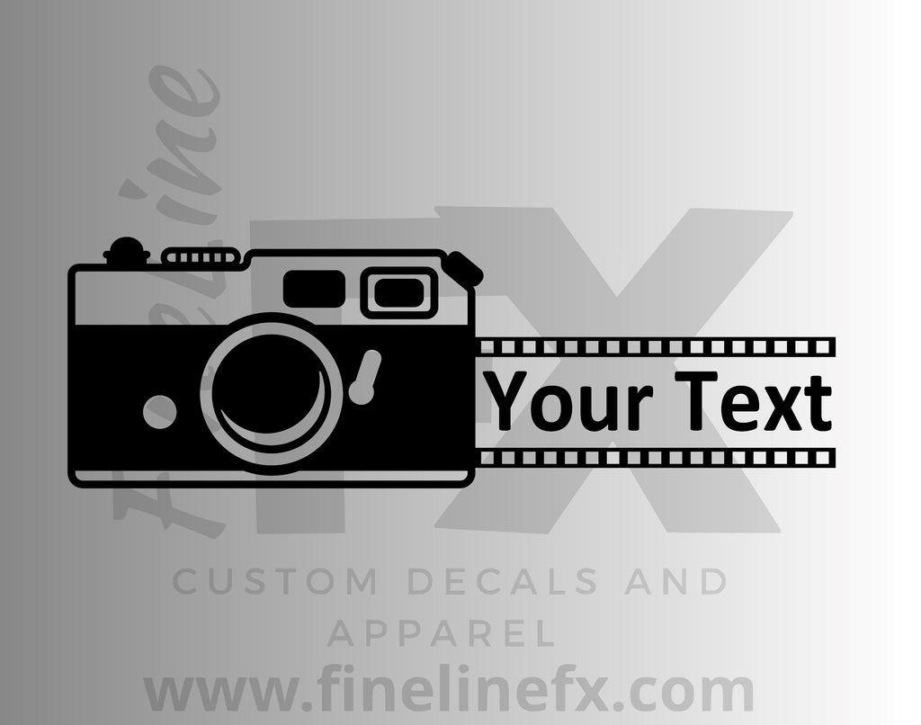 Vintage Camera And Film With Your Custom Text Vinyl Decal Sticker - FineLineFX