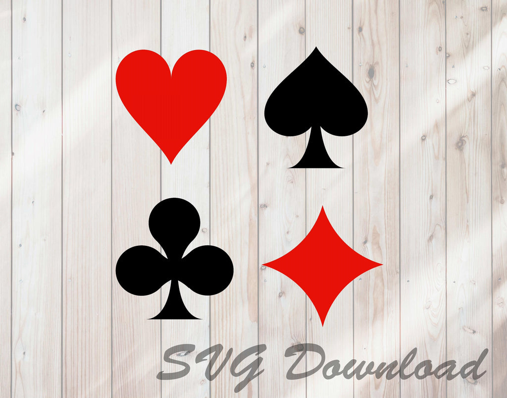Playing Card Suits SVG Craft Cutting File Instant Download - FineLineFX