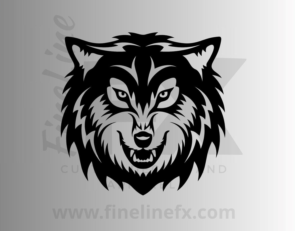 Wolf Head Vinyl Decal Sticker - FineLineFX
