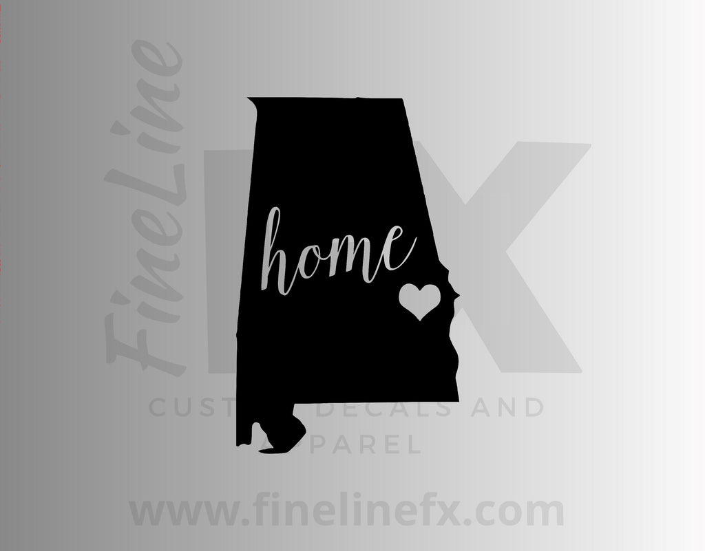 Alabama Home State Vinyl Decal Sticker - FineLineFX