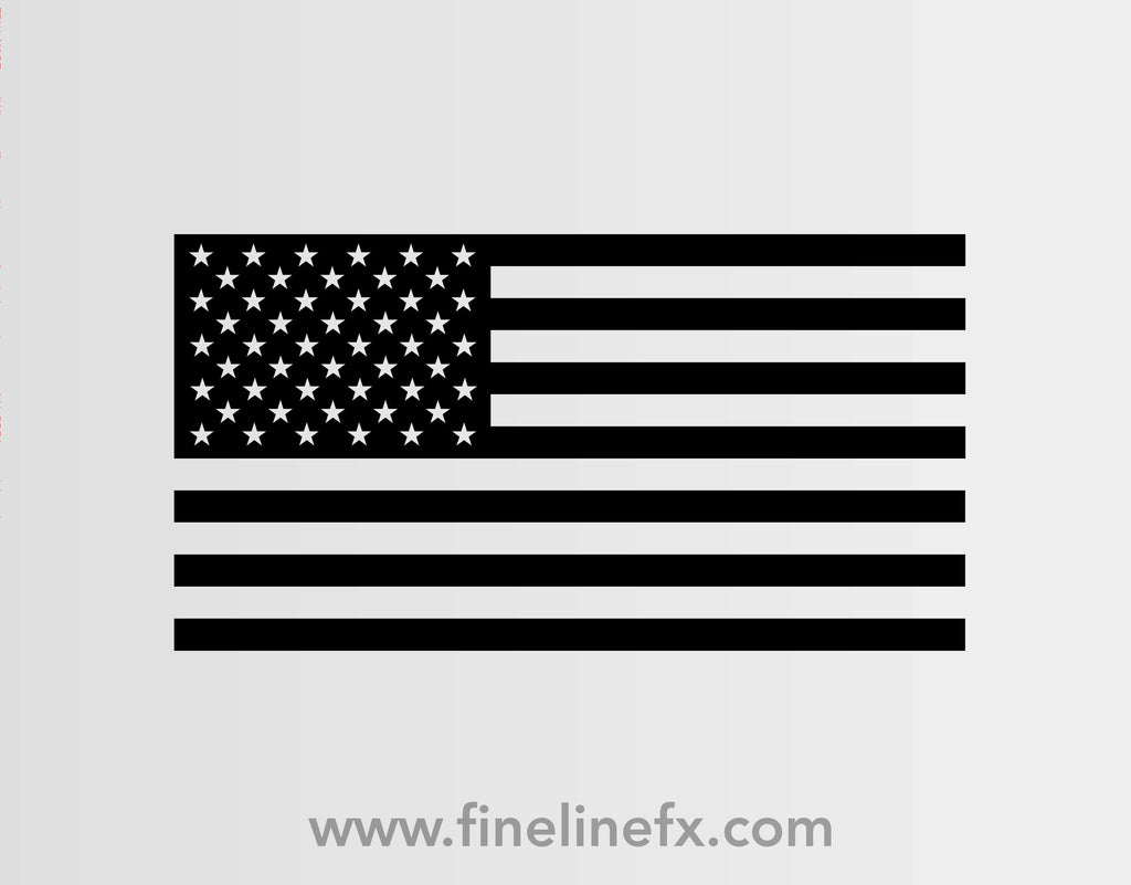 USA American Flag 1 Color Vinyl Decal Sticker - FineLineFX