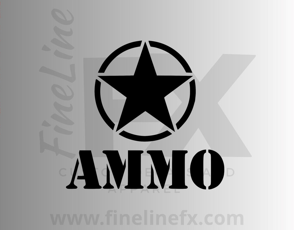 Ammo Box Military Star Vinyl Decal Sticker - FineLineFX