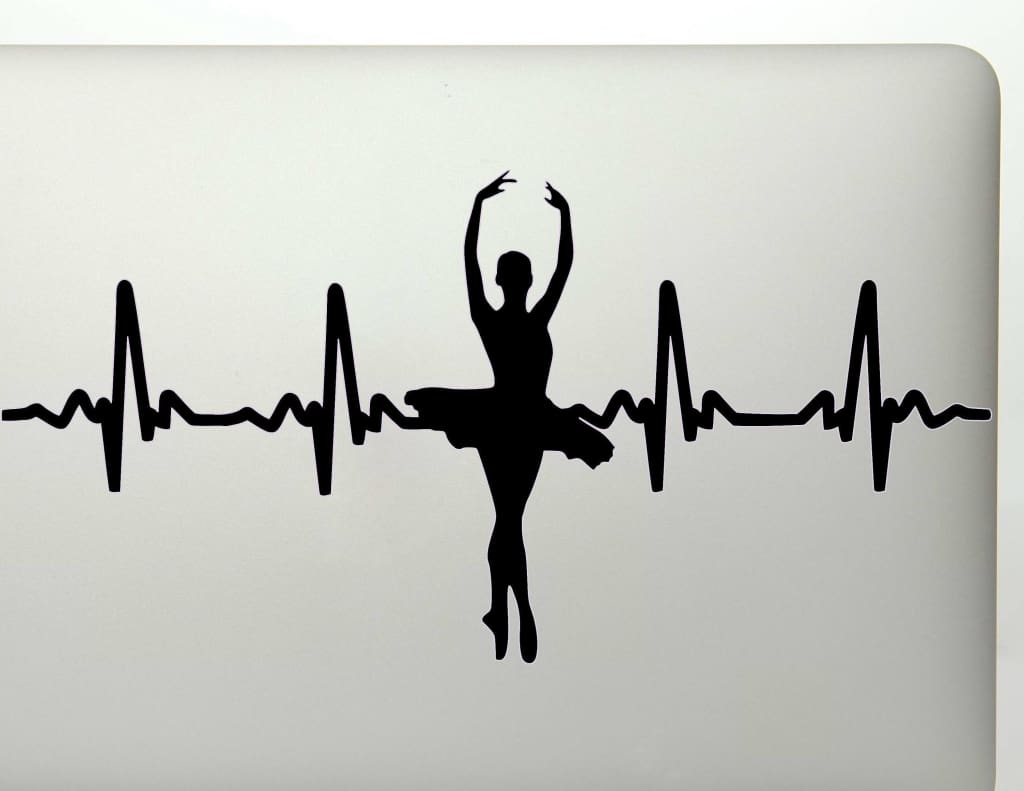 Ballerina Dancer EKG Heartbeat Vinyl Decal Sticker - FineLineFX