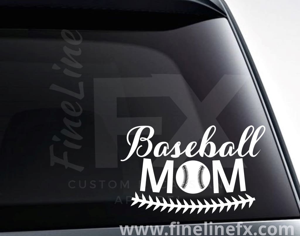 Baseball Mom Baseball Vinyl Decal Sticker - FineLineFX