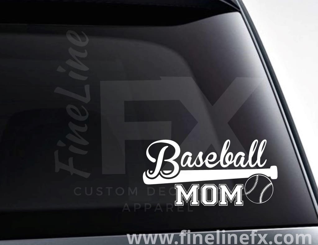 Baseball Mom Baseball Bat And Ball Vinyl Decal Sticker - FineLineFX