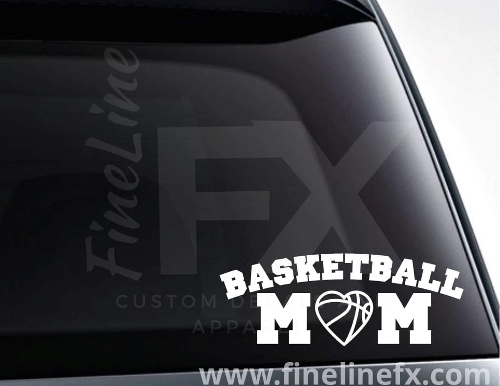 Basketball Mom Basketball Heart Vinyl Decal Sticker - FineLineFX
