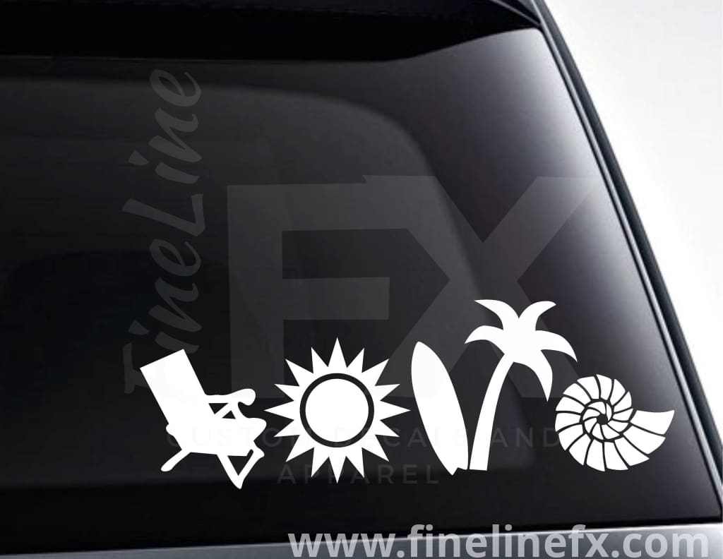 Beach Love Vinyl Decal Sticker - FineLineFX
