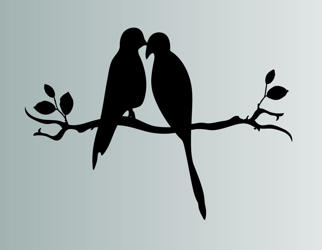 Love Birds On A Branch Die Cut Vinyl Wall Decal - FineLineFX