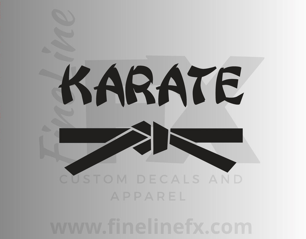 Karate Word Art And Black Belt Vinyl Decal Sticker - FineLineFX