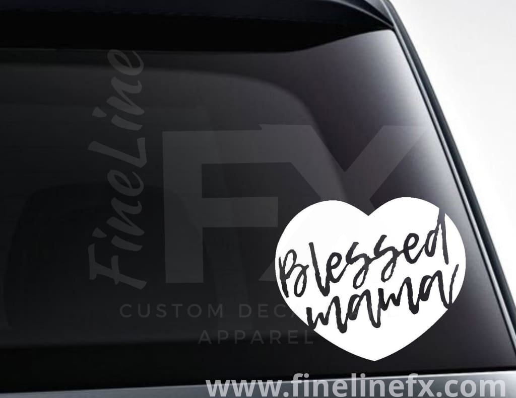 Blessed Mama Heart Vinyl Decal Sticker - FineLineFX