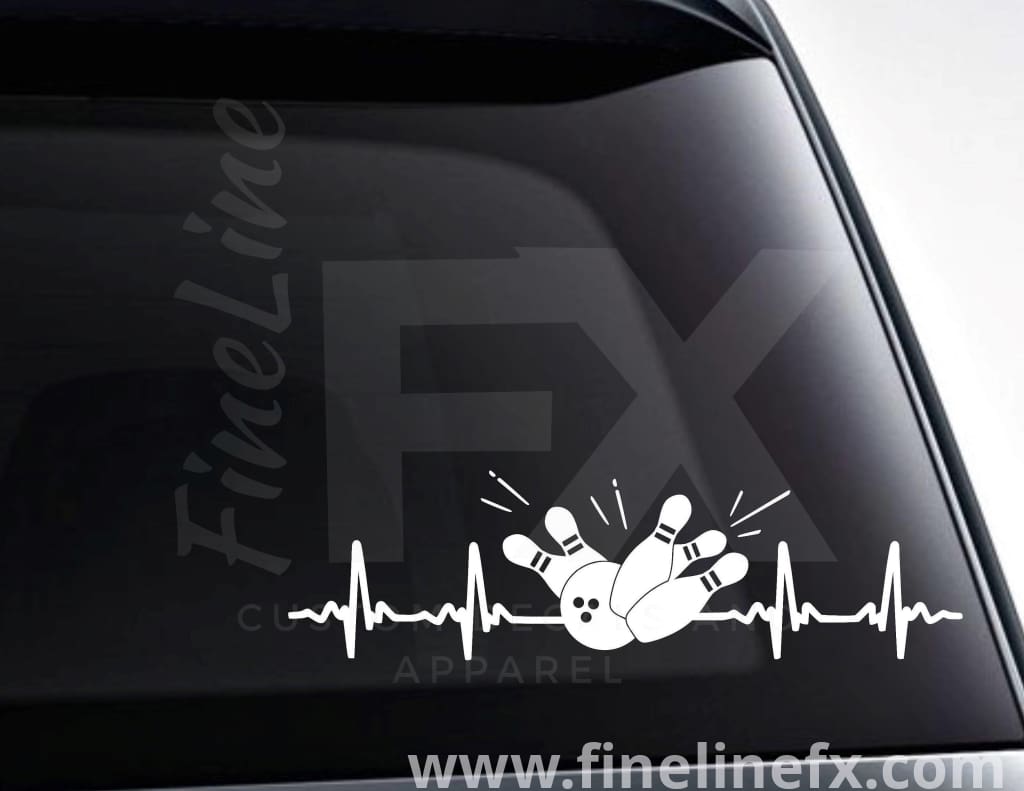 Bowling EKG Heartbeat Vinyl Decal Sticker - FineLineFX