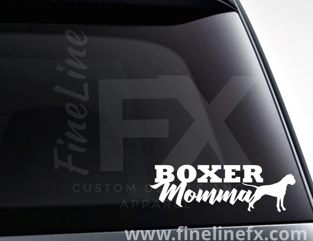 Boxer Momma, Boxer Dog Vinyl Decal Sticker - FineLineFX