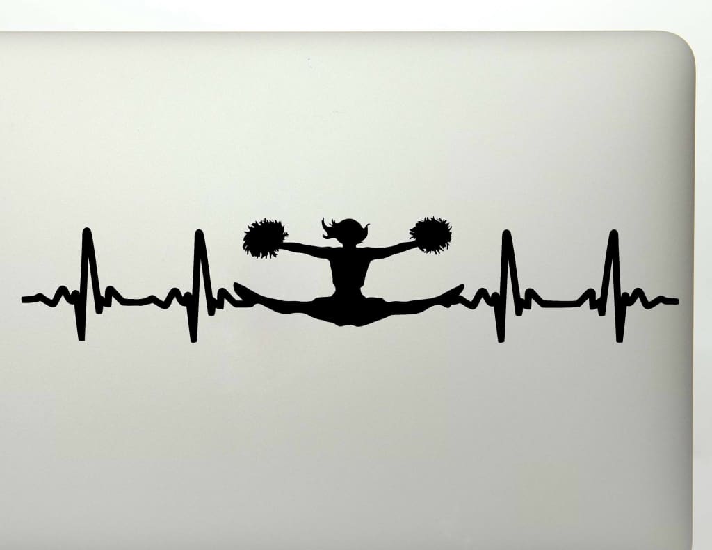Cheerleader EKG Heartbeat Vinyl Decal Sticker - FineLineFX