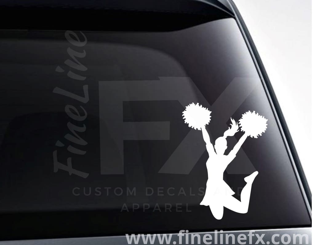Cheerleader With Pom Poms Vinyl Decal Sticker - FineLineFX