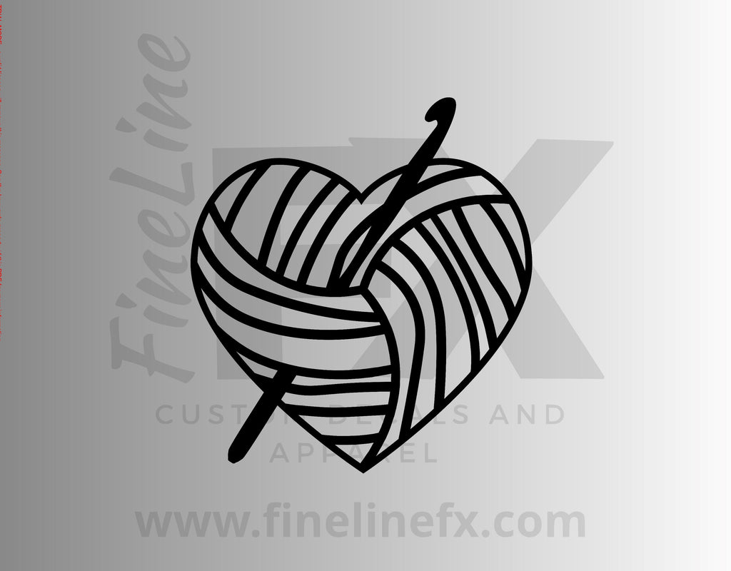 Crochet Heart Vinyl Decal Sticker - FineLineFX