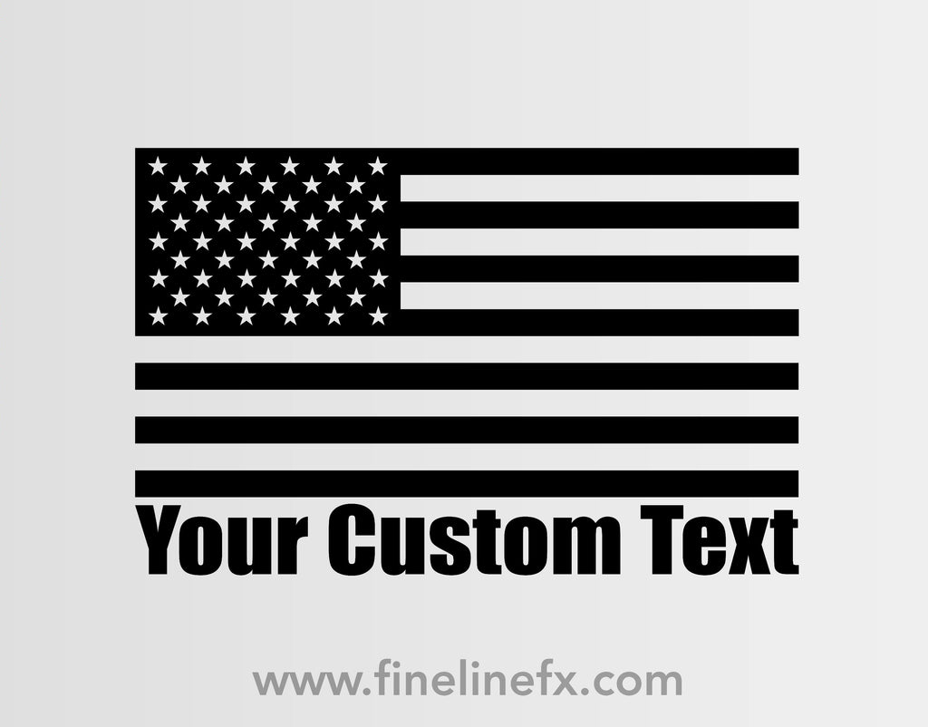 USA American Flag With Your Custom Text Vinyl Decal Sticker - FineLineFX