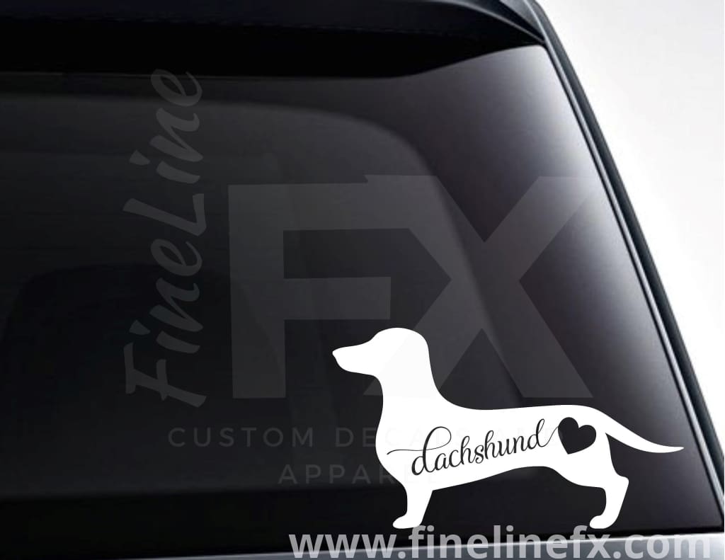 Dachshund Dog With Heart Vinyl Decal Sticker - FineLineFX