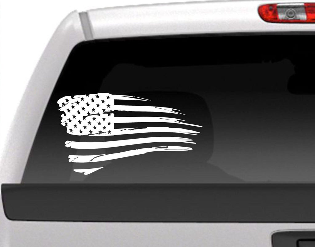 Distressed American Flag Vinyl Decal Sticker USA Patriotic Decal - FineLineFX