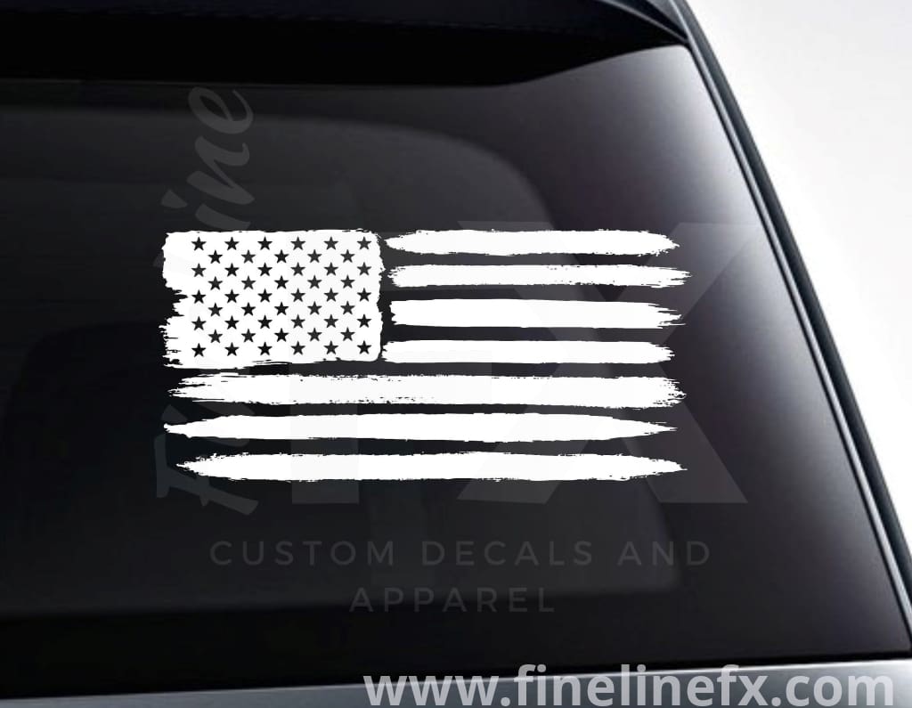 Distressed USA American Flag Vinyl Decal Sticker - FineLineFX
