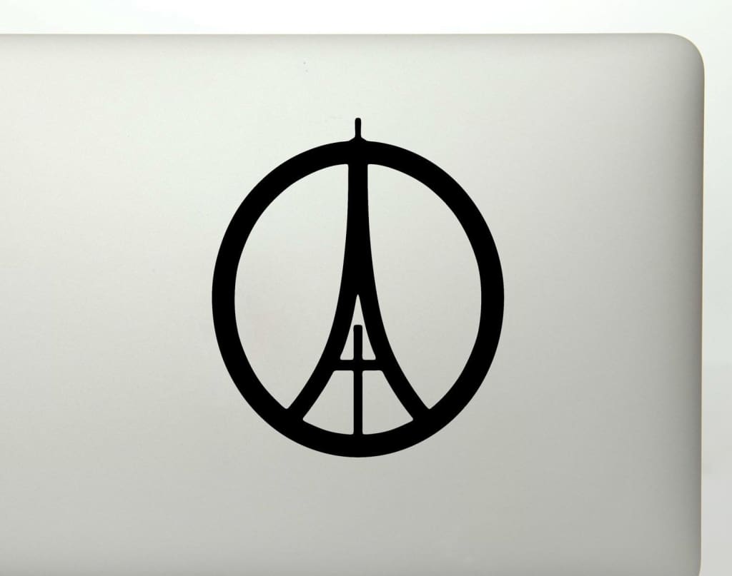 Eiffel Tower Peace Sign Vinyl Decal Sticker - FineLineFX