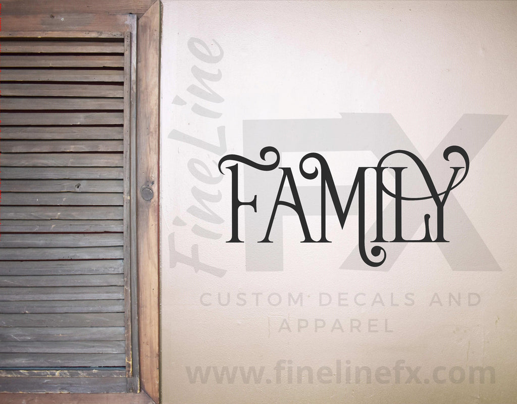 Family Fancy Typography Die Cut Vinyl Wall Decal - FineLineFX