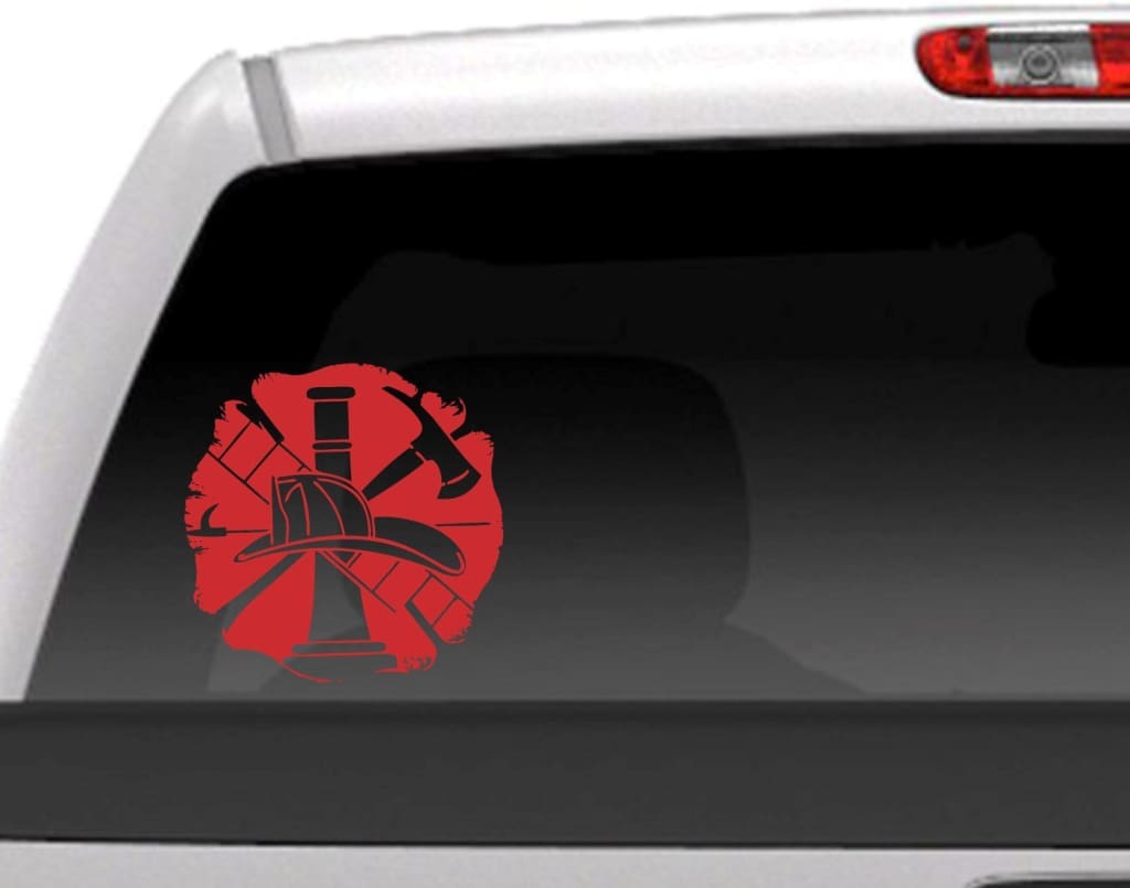 Firefighter Emblem Axe And Helmet Vinyl Decal Sticker - FineLineFX