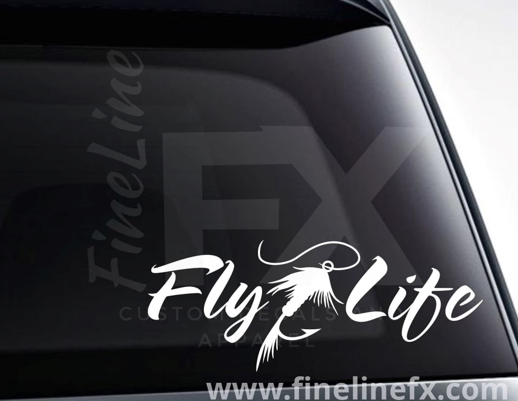 Fly Life Fly Fishing Vinyl Decal Car Sticker - FineLineFX
