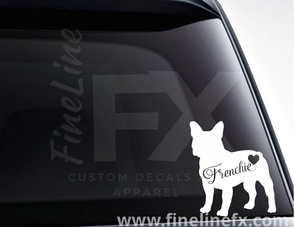 French Bulldog Frenchie With A Heart Vinyl Decal Sticker - FineLineFX