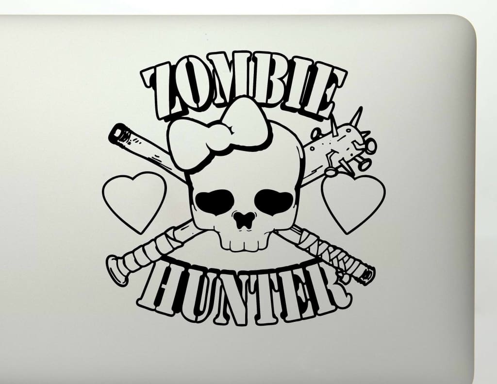 Girl Zombie Hunter Skull Vinyl Decal Sticker - FineLineFX