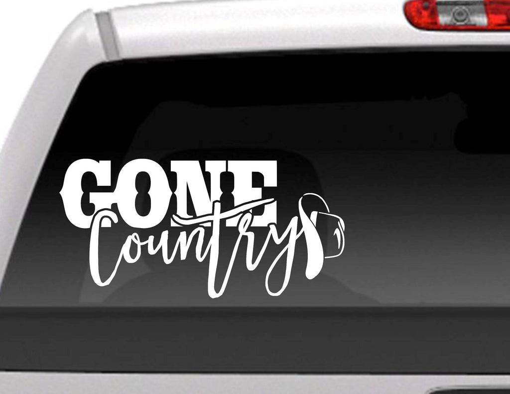 Gone Country Cowboy Hat Vinyl Decal Sticker - FineLineFX
