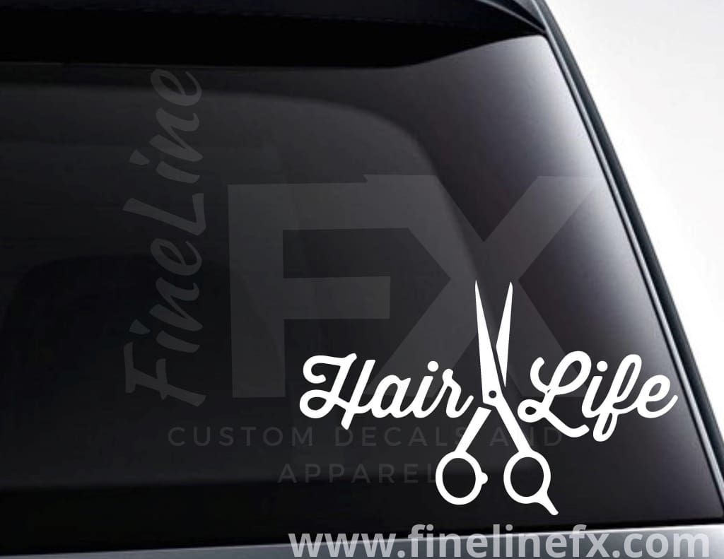 Hair Life, Hairstylist Scissors Vinyl Decal Sticker - FineLineFX