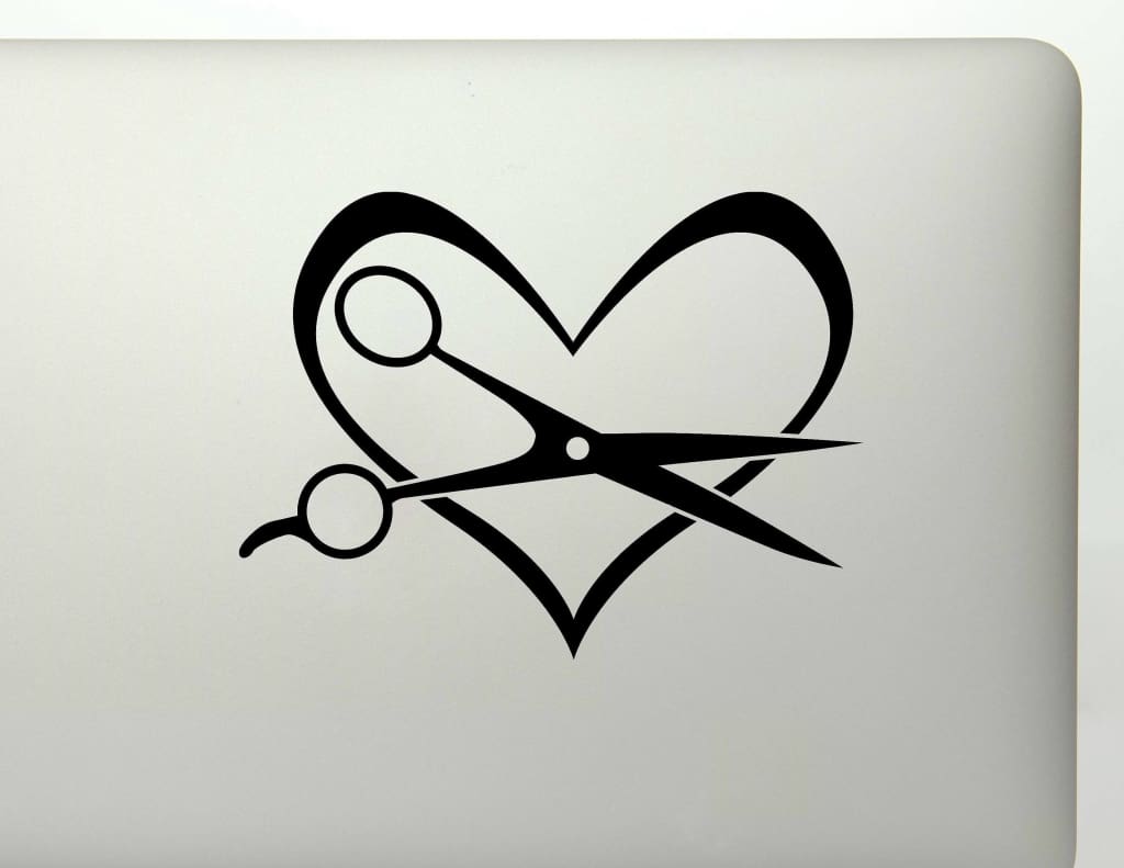 Hairstylist Heart With Scissors Vinyl Decal Sticker - FineLineFX