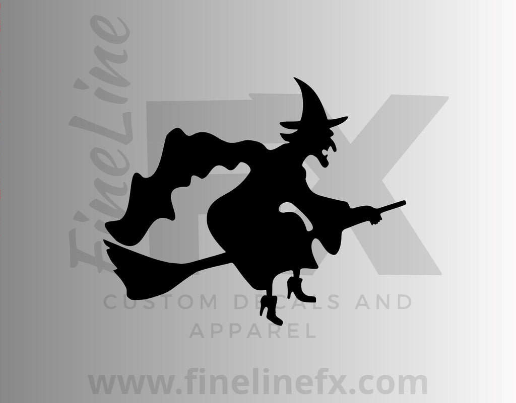 Witch On A Broomstick Vinyl Decal Sticker - FineLineFX